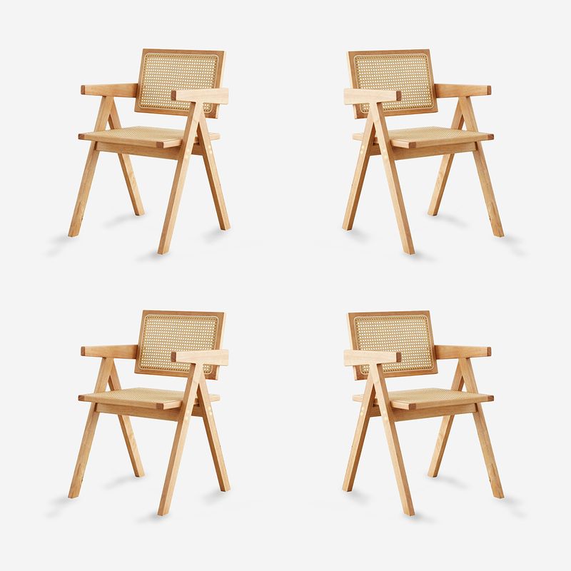 JAVIMATE - Pack 4 Sillas De Comedor Chandigarh Madera Natural