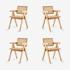 JAVIMATE - Pack 4 Sillas Chandigarh Madera Natural