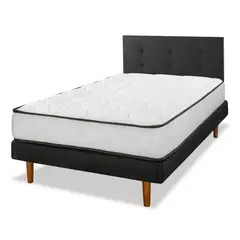 FLEX - Cama Europea New Simple 1.5 Plazas + Respaldo Royal Negro