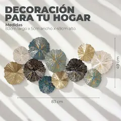 MUNDO ONLINE - Cuadro Decorativo Adorno Pared Metalico Hojas de Loto