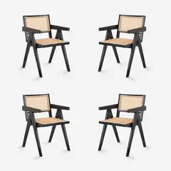 JAVIMATE - Pack 4 Sillas De Comedor Chandigarh Madera Negro