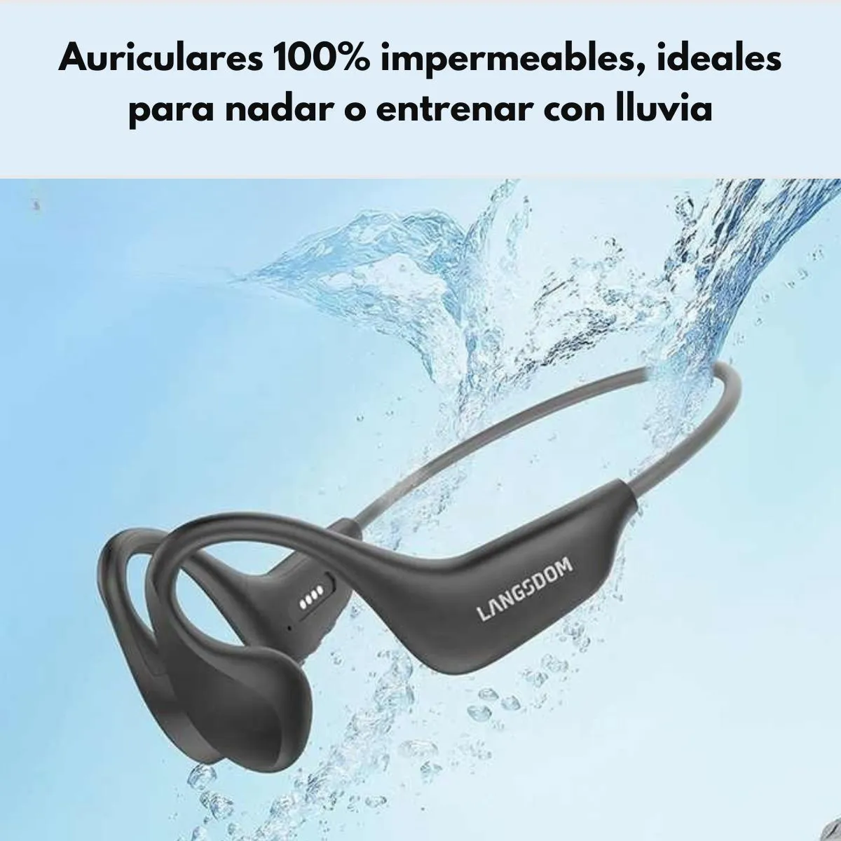 LANGSDOM - Audifonos Deportivos de Conducción Ósea IPX8 Langsdom BE20 Negro