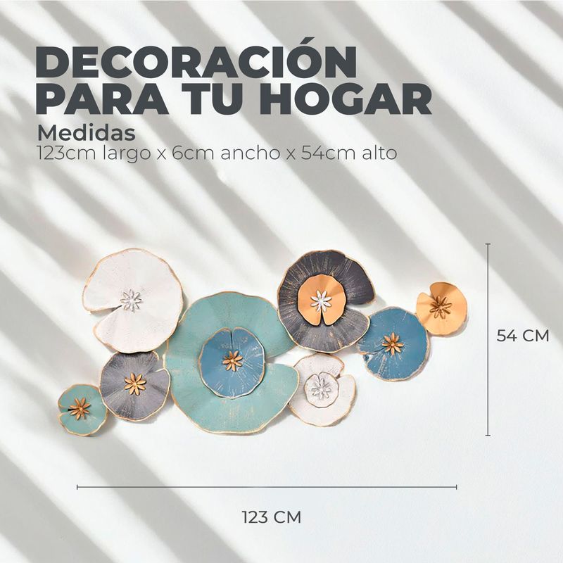 MUNDO ONLINE - Cuadro Decorativo Adorno Pared Metalico Flores
