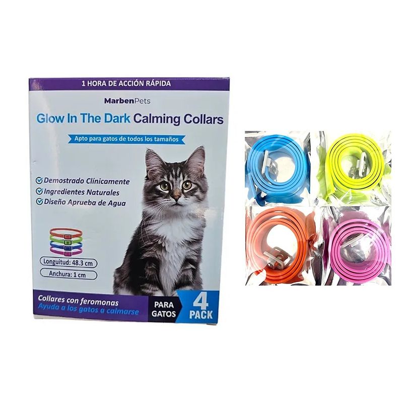 MARBEN PETS - Pack 4 Collar Para Gato Con Feromonas Relajante Calmante