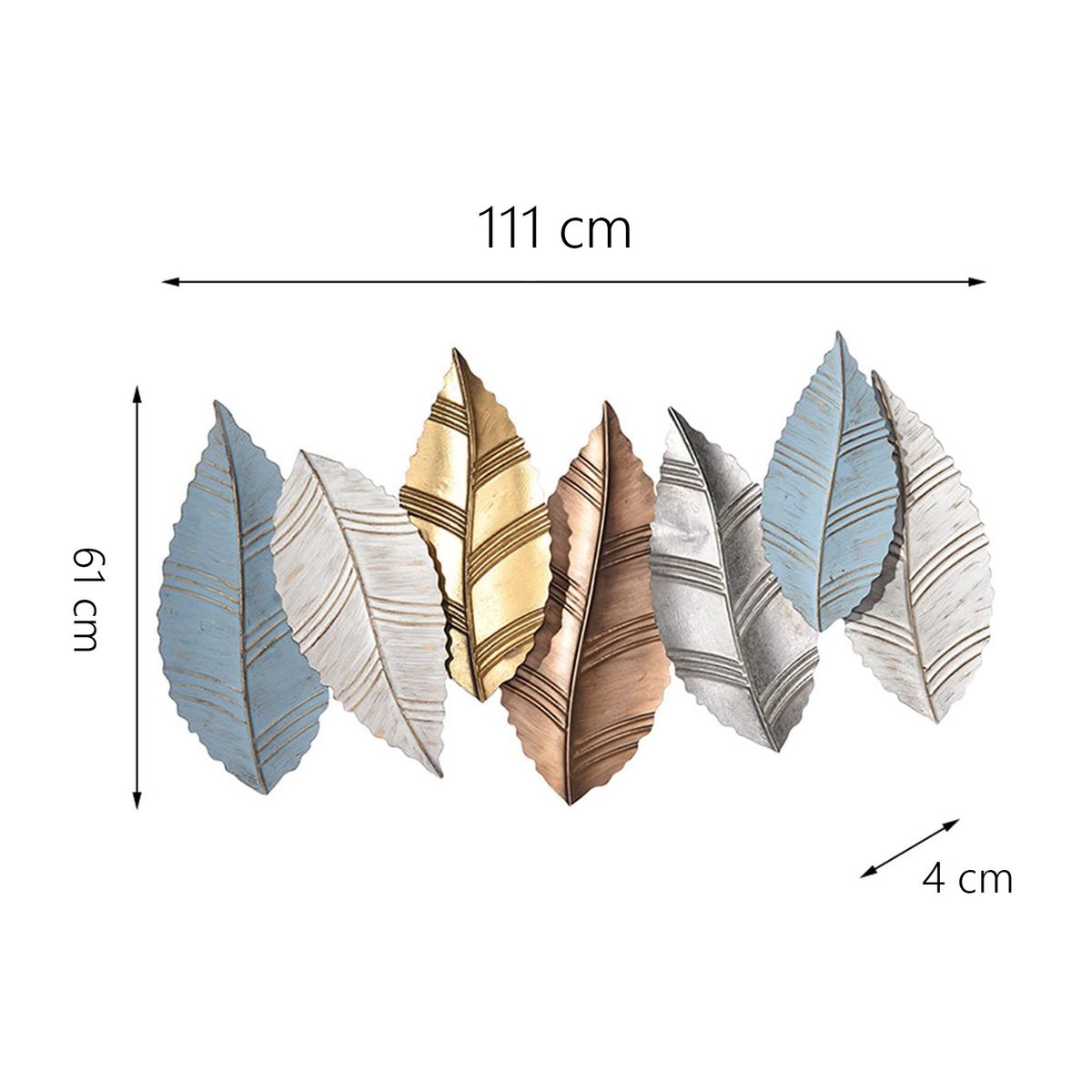 MUNDO ONLINE - Cuadro Decorativo Adorno Pared Metalico Hojas Mallorca