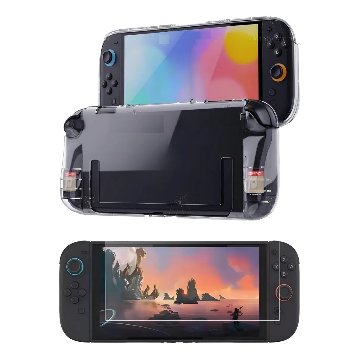 GENERICO - Funda Transparente + Slot Cartuchos + Lamina Para Switch 2