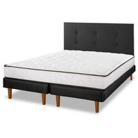 Cama Europea New Simple 2 Plazas Base Dividida+ Respaldo Royal Negro
