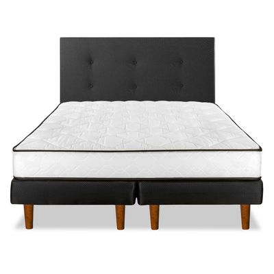Imagen 2 del producto Cama Europea New Simple 2 Plazas Base Dividida+ Respaldo Royal Negro