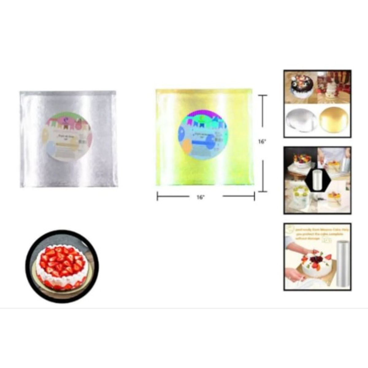 GENERICO - Bandeja Base Para Torta Cuadrada 16 Cm