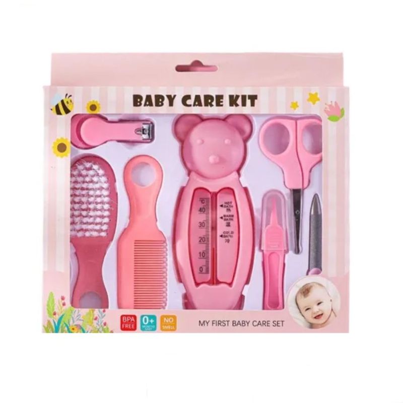GENERICO - Set De Higiene Y Cuidado Para Bebe De 7 Piezas Kit Rosa