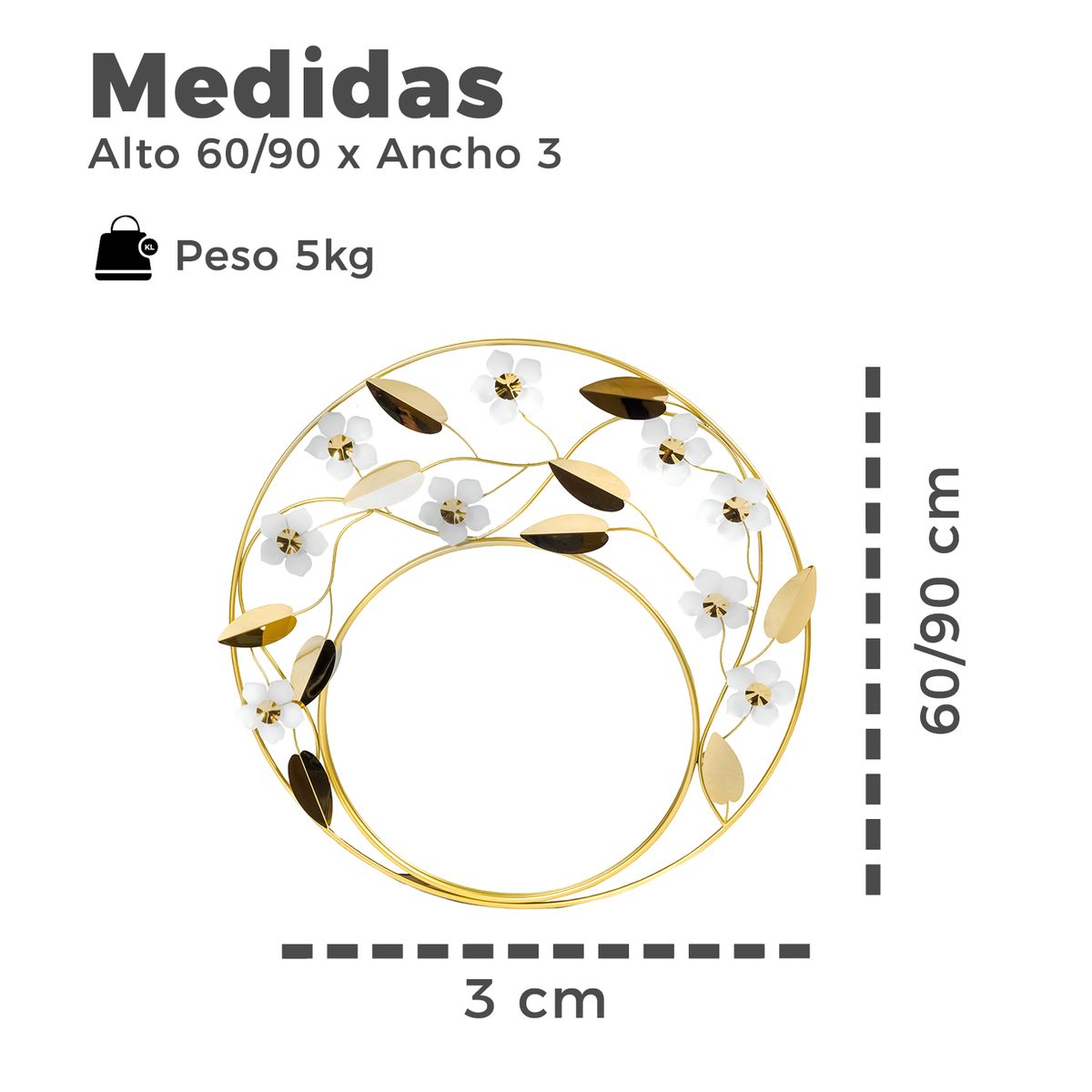 MUNDO ONLINE - Espejo Decorativo Flores y Hojas Amsterdam