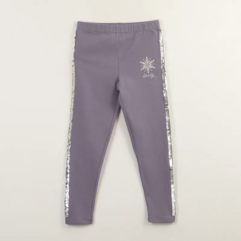 DISNEY - Calza Niña Frozen Lineas De Lentejuelas Gris Disney