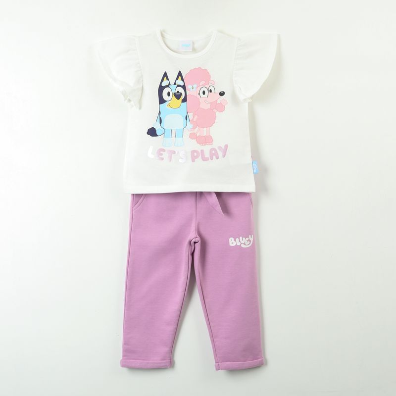 BLUEY - Conjunto Niña Lets Play Blanco Coco Y Bluey