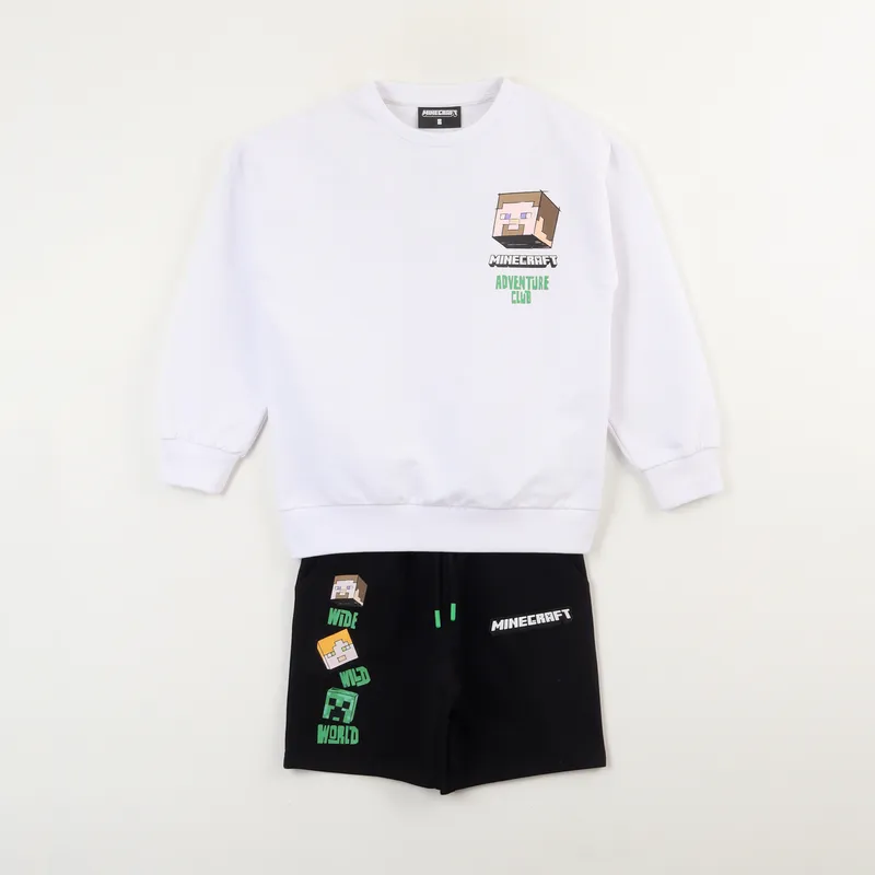 MINECRAFT - Conjunto Niño Comfy Blanco Minecraft