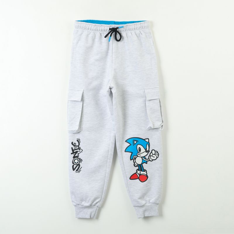 SONIC - Pantalon Cargo De Buzo Niño Grafiti Gris Sonic