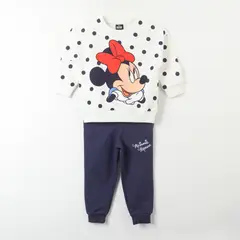 DISNEY - Conjunto Buzo Niña Minnie Puntos Beige
