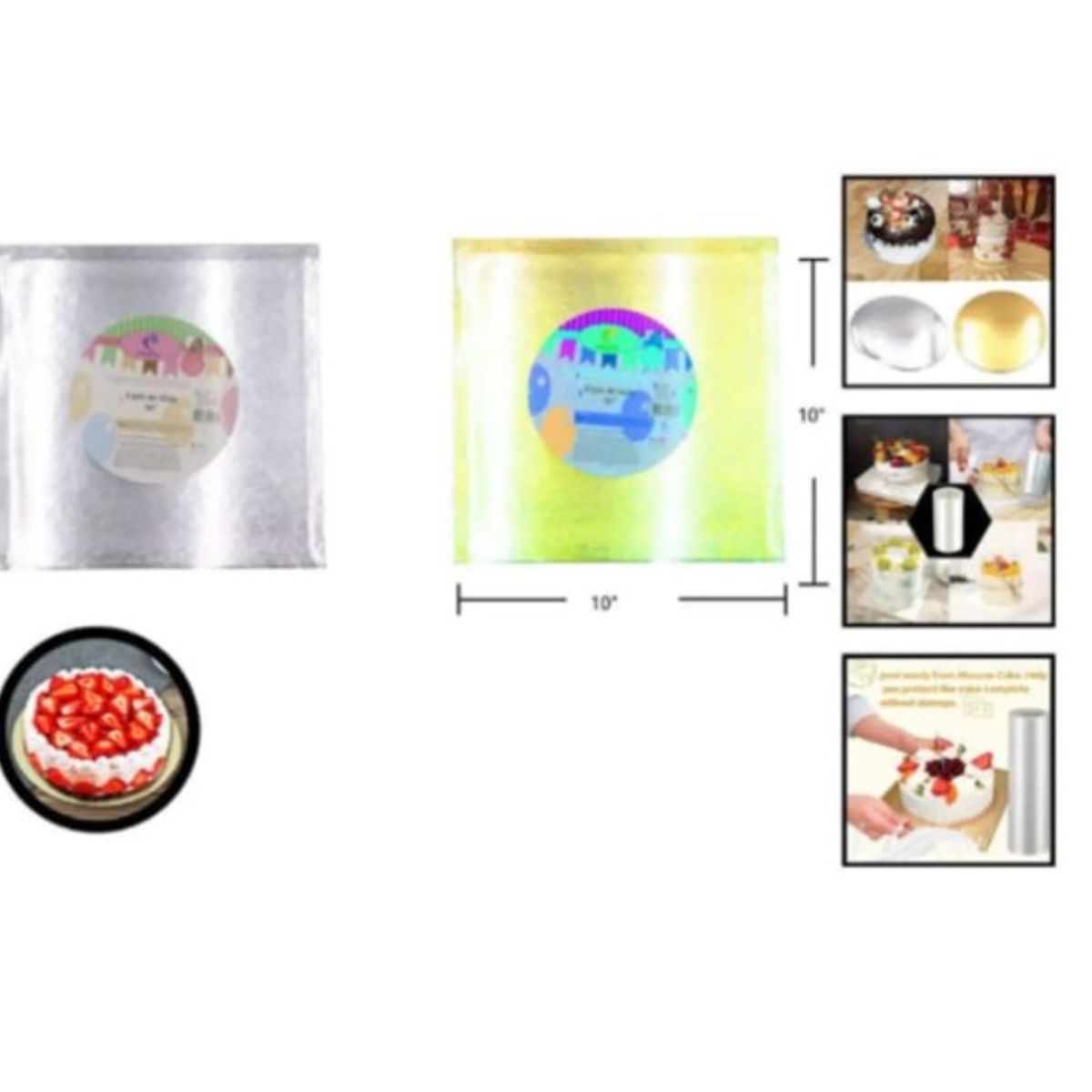 GENERICO - Bandeja Base Para Torta Cuadrada 10 Cm