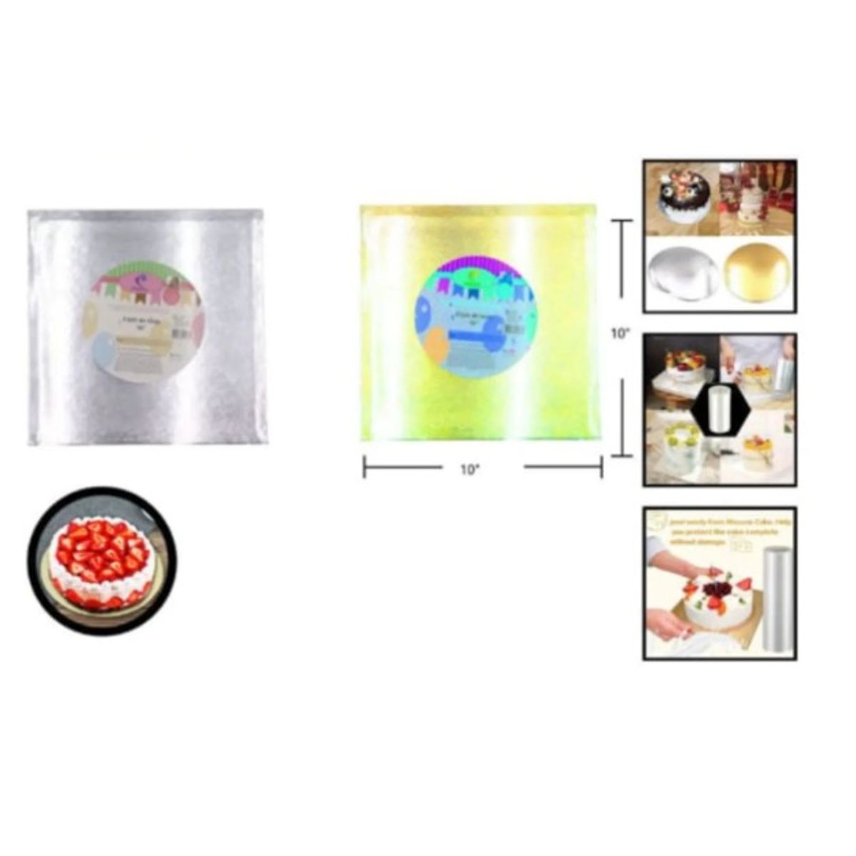 GENERICO - Bandeja Base Para Torta Cuadrada 10 Cm