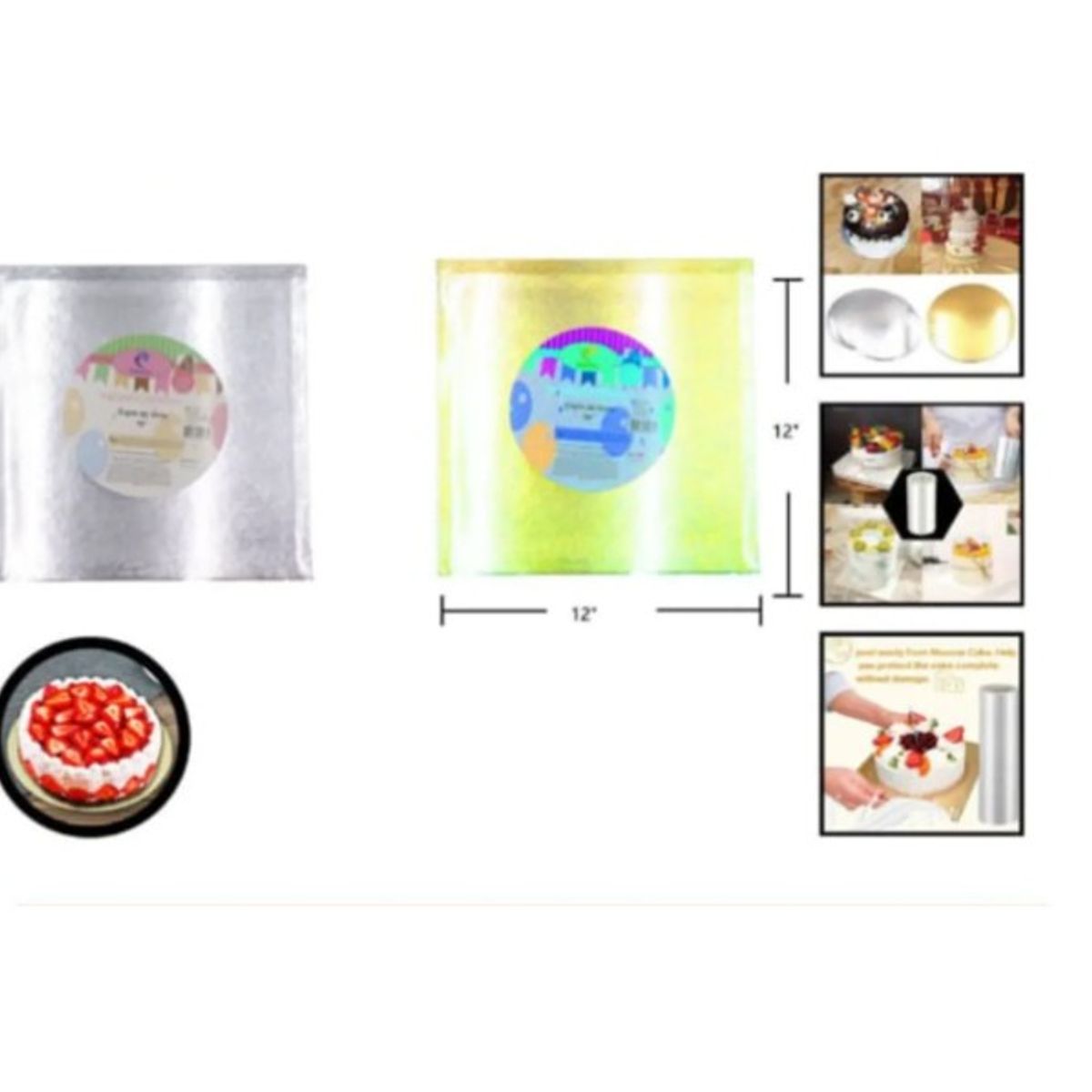 GENERICO - Bandeja Base Para Torta Cuadrada 12 Cm