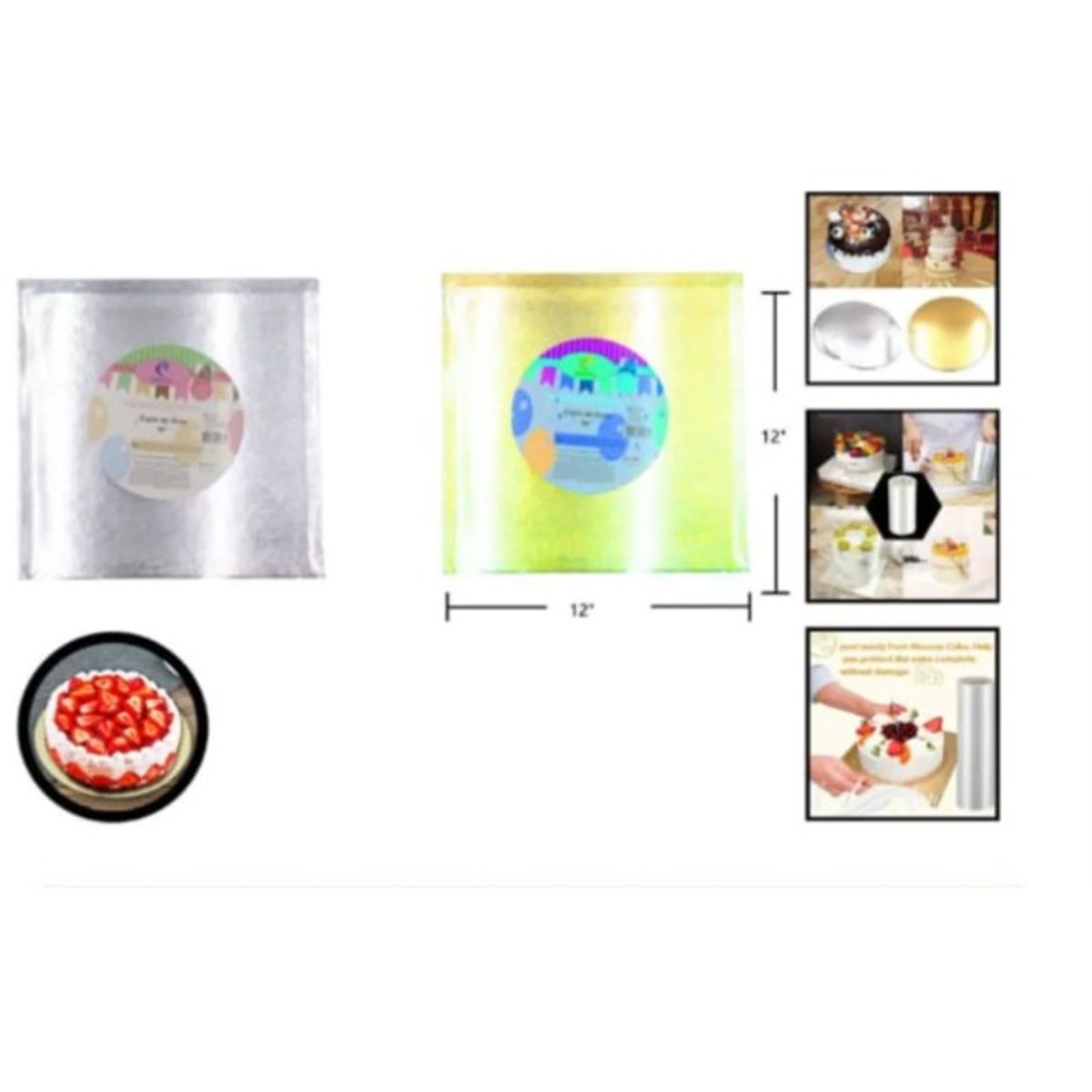 GENERICO - Bandeja Base Para Torta Cuadrada 12 Cm