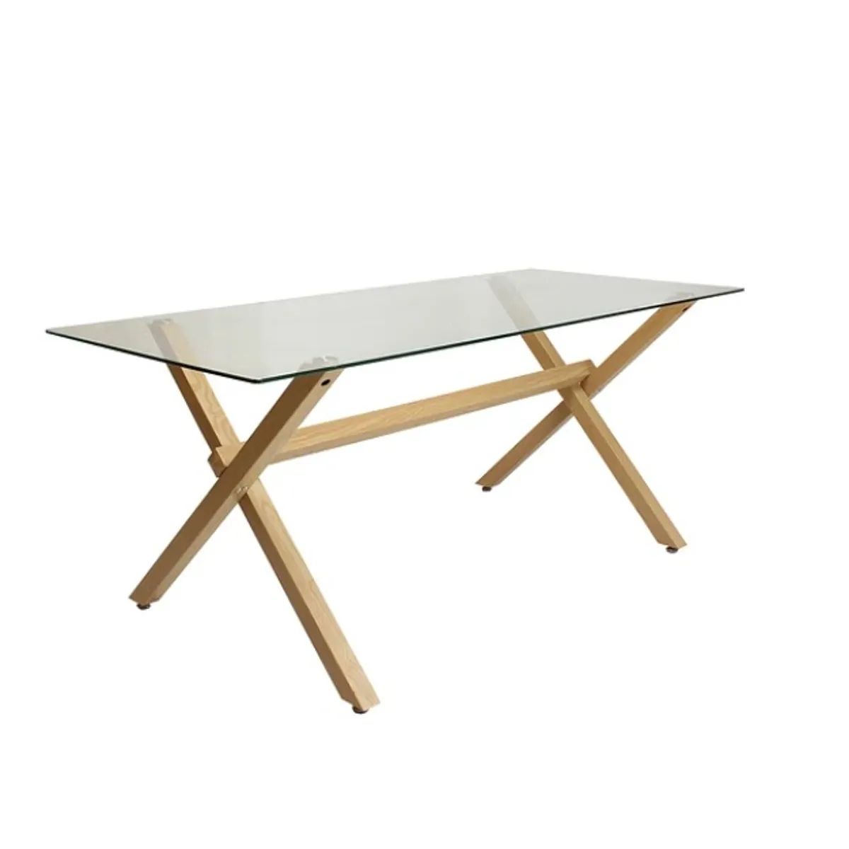 HABITA2 CHILE - Mesa de vidrio X 120cm con patas Simil de Madera