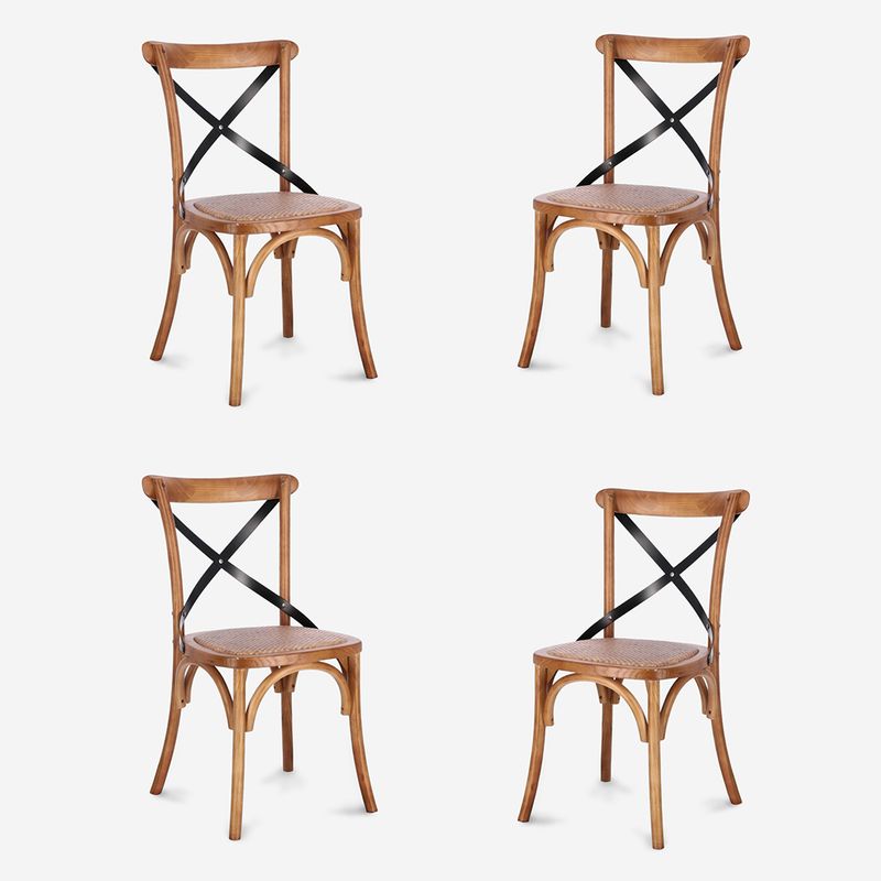 JAVIMATE - Pack 4 Sillas De Comedor Crossback Madera Natural