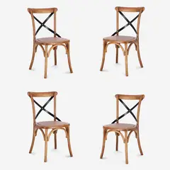 JAVIMATE - Pack 4 Sillas De Comedor Crossback Madera Natural