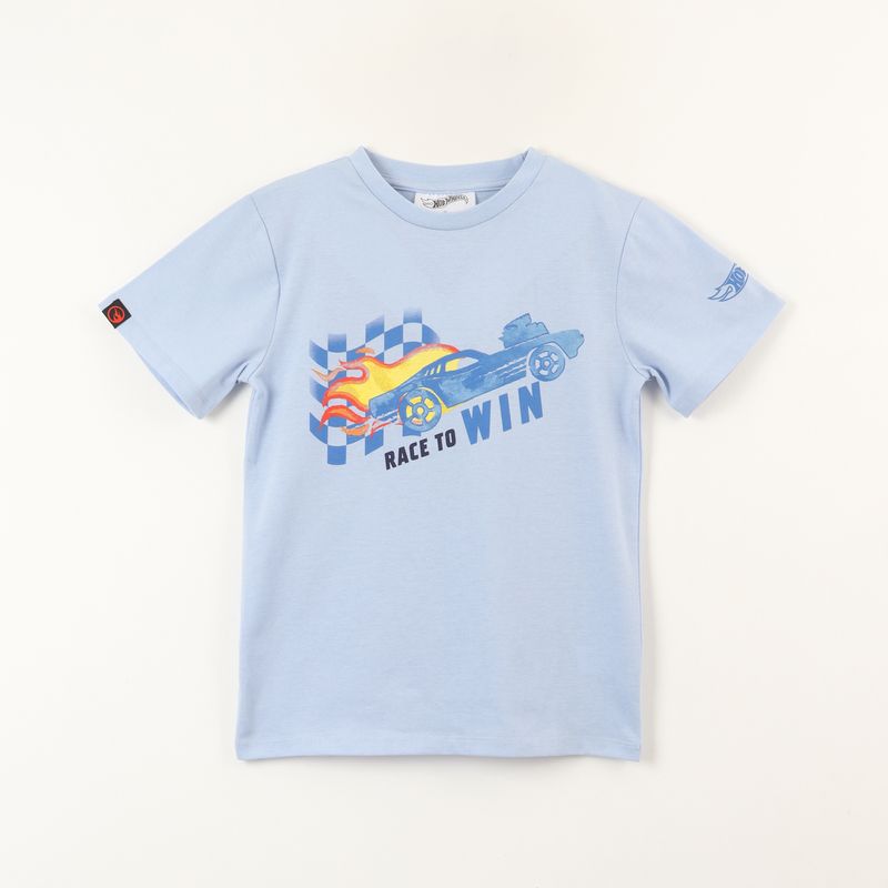 HOT WHEELS - Polera Manga Corta Niño Back To Celeste Hot Wheels