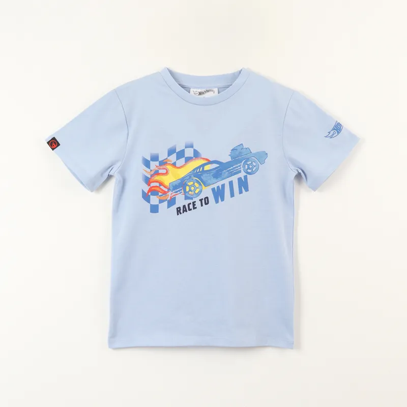 HOT WHEELS - Polera Manga Corta Niño Back To Celeste Hot Wheels