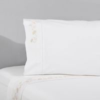 Sábana Bordada Floral Marfil 220 Hilos 1,5 Plaza