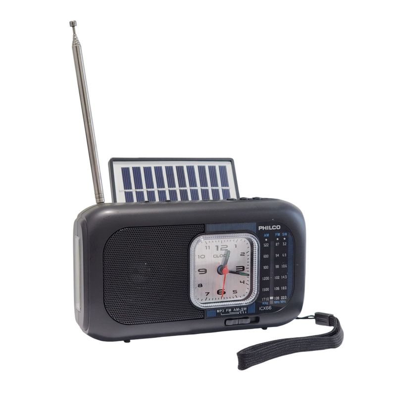 PHILCO - Radio Portátil Recargable con Panel Solar Bt PLCICX66 Philco