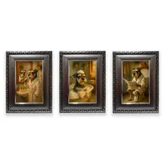 GENERICO - Set 3 cuadros schnauzer baño 10x15 cm serie humor