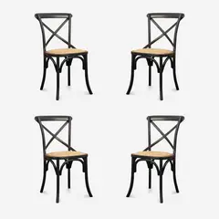 JAVIMATE - Pack 4 Sillas De Comedor Crossback Madera Negra