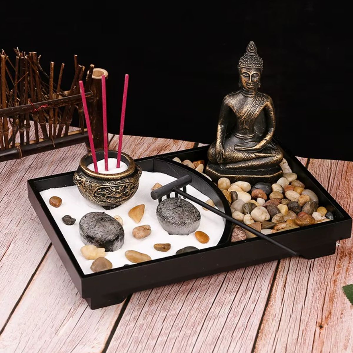 GENERICO - Mini Jardín Zen con Arena y Buda para Interior