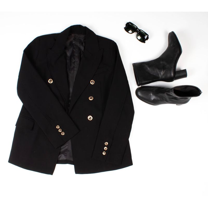 VELVET - Blazer Florencia Entallada Hombreras Negro Mujer
