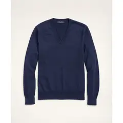 BROOKS BROTHERS - Sweater Hombre Supima Cotton V-Neck Sweater Azul