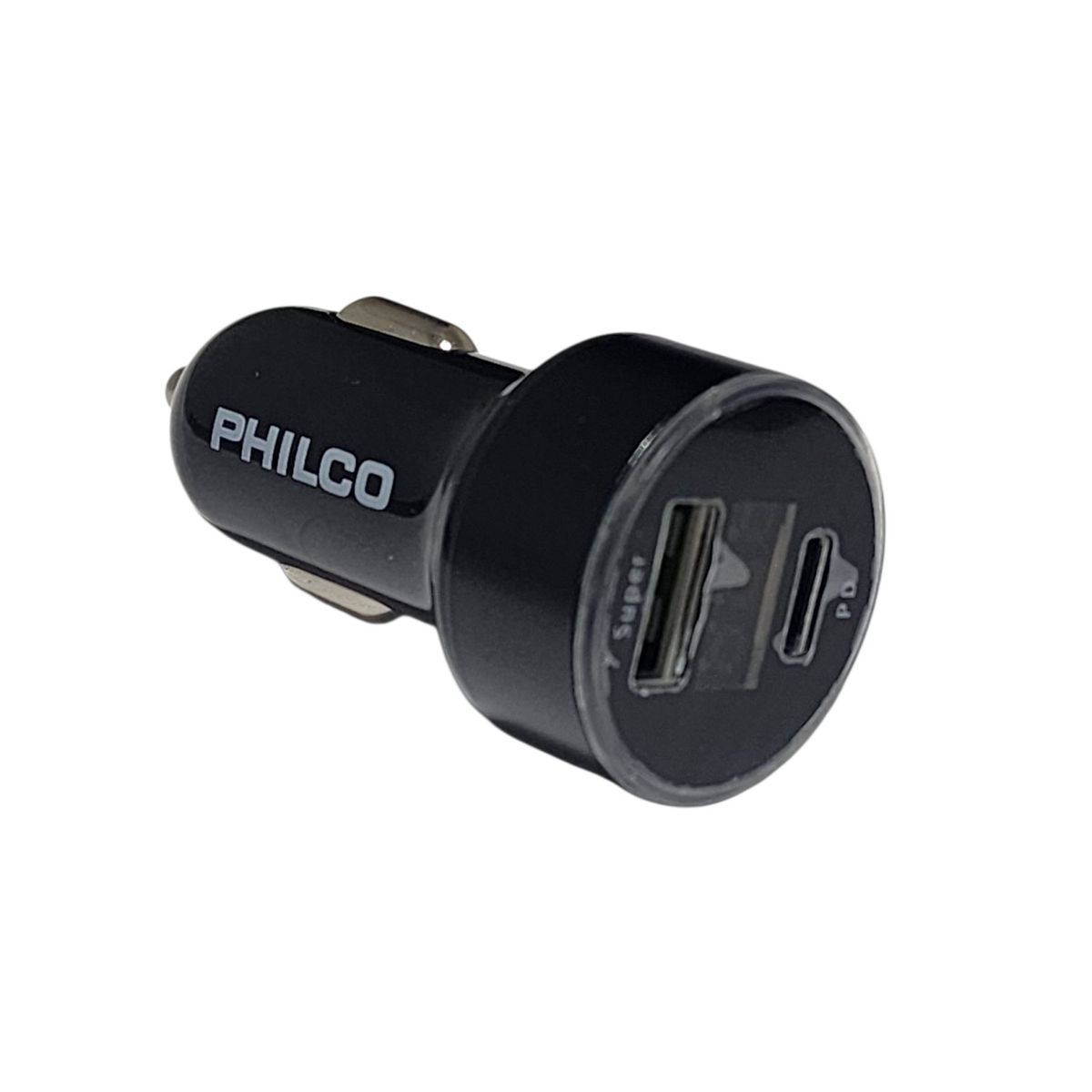 PHILCO - Cargador de Auto USB 3.0 + USB-C Pantalla LED LD49A Philco