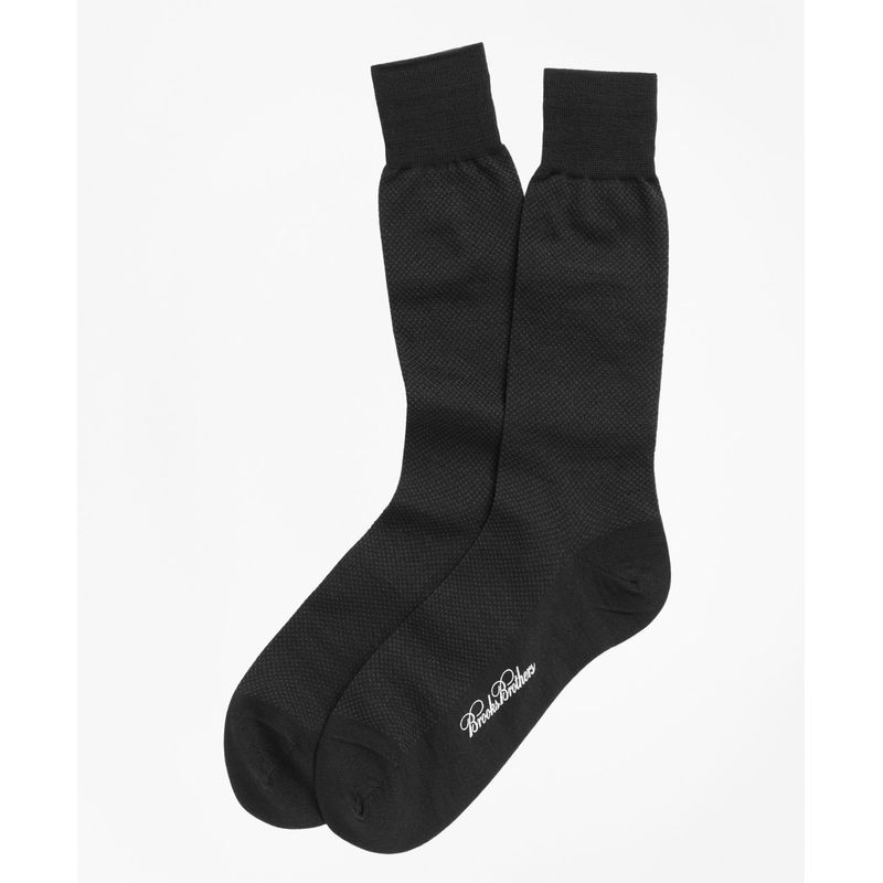 BROOKS BROTHERS - Calcetines Hombre Merino Wool Mini Dot Crew Negro