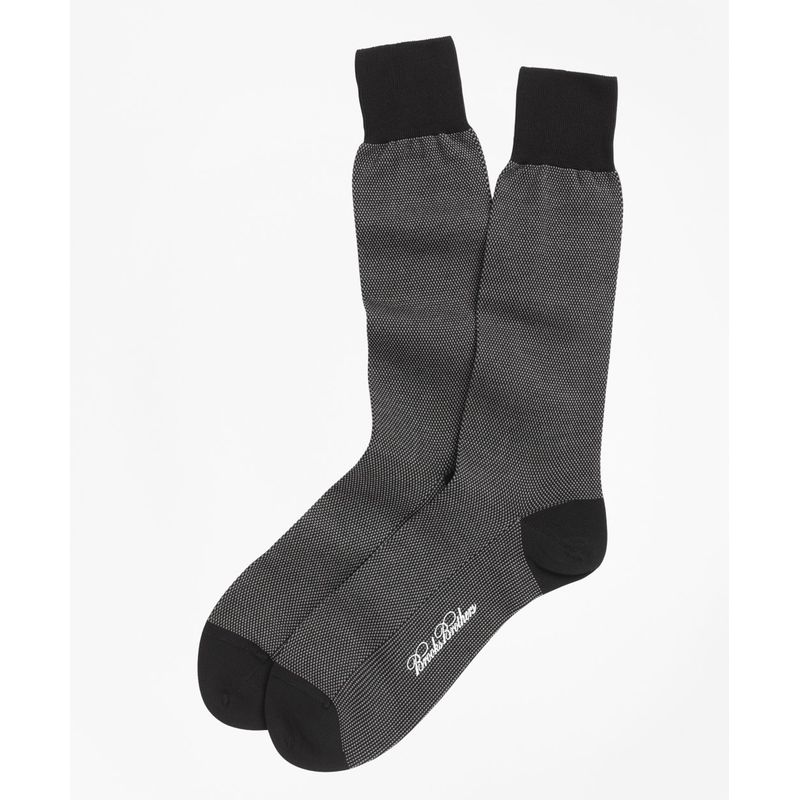 BROOKS BROTHERS - Calcetines Hombre Cotton Bird'S Eye Crew Negro