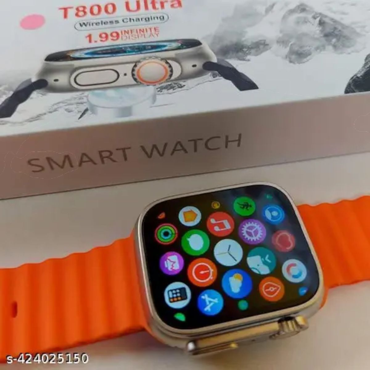 GENERICO - Reloj Inteligente SmartWatch T800 Ultra 1.99 Carga Inalambrica Naranjo