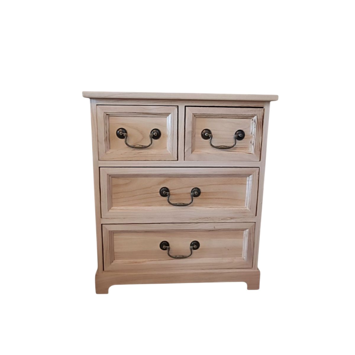 GENERICO - MESA DE NOCHE MADERA COLOR NATURAL 4 CAJONES