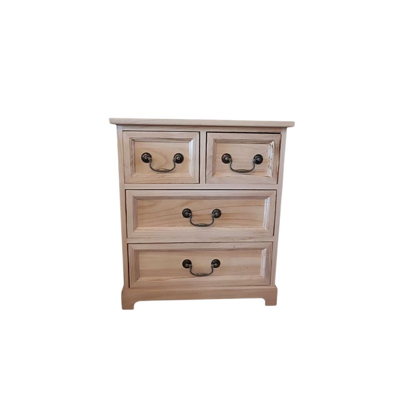 GENERICO - MESA DE NOCHE MADERA COLOR NATURAL 4 CAJONES
