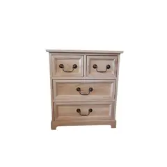 GENERICO - MESA DE NOCHE MADERA COLOR NATURAL 4 CAJONES