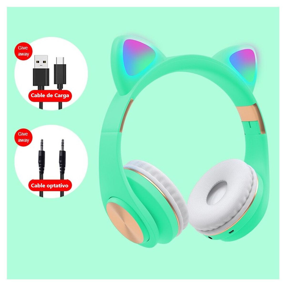 COMPRAPO - Audífonos Inalámbricos BT Modelo M1 Cat Gato Color Verde