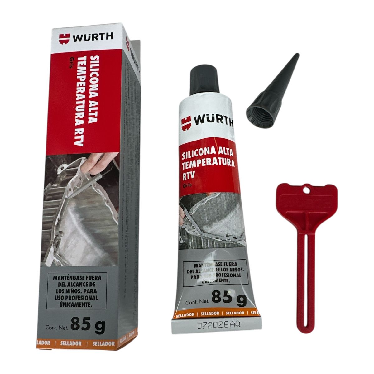 WURTH - Silicona Wurth De Alta Temperatura Pro 85gr Gris