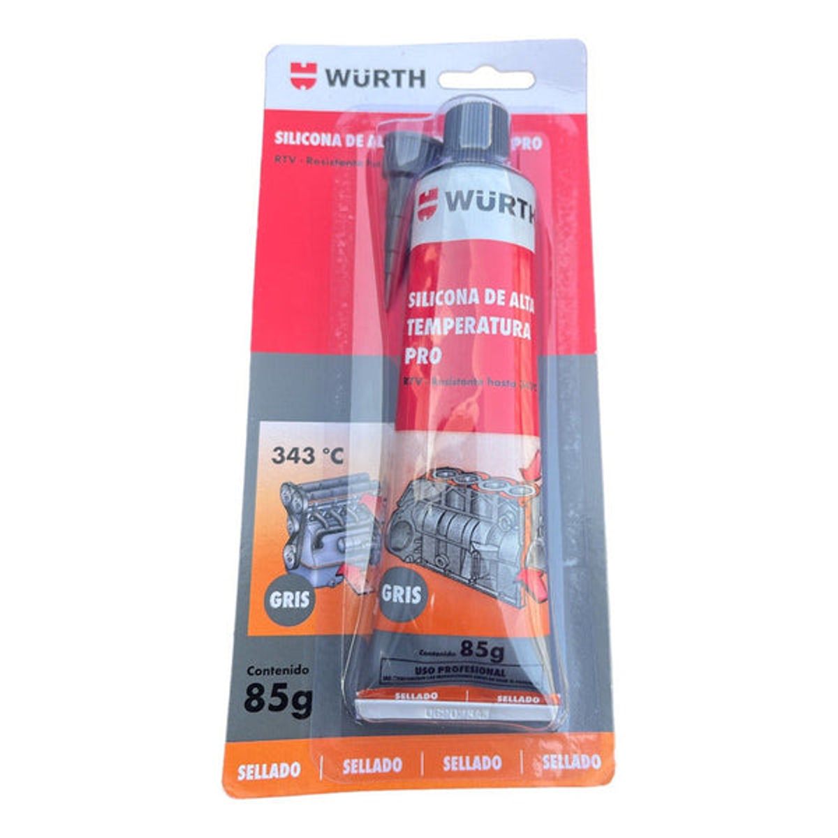 WURTH - Silicona Wurth De Alta Temperatura Pro 85gr Gris