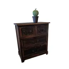 GENERICO - MESA DE NOCHE ROMANTICA MADERA COLOR CAFE 4 CAJONES.
