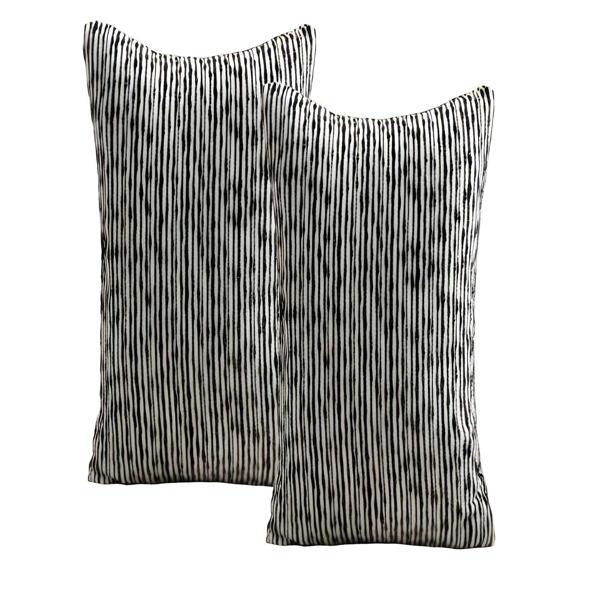 GENERICO - PACK DE 2 FUNDAS DE COJIN CHENILLE LINEA NEGRO