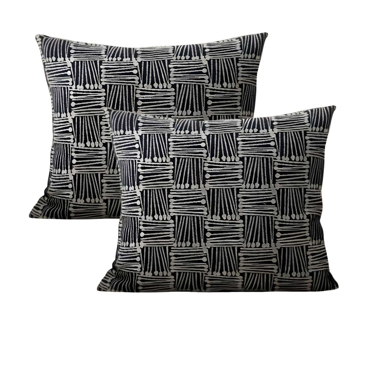 GENERICO - PACK DE 2 FUNDAS DE COJIN CUADROS NEGRO