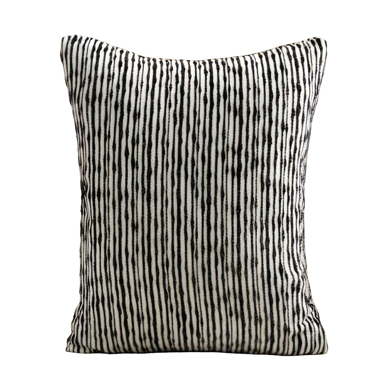 GENERICO - PACK DE 4 FUNDAS DE COJIN CHENILLE LINEA NEGRO